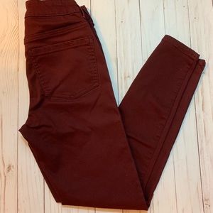 Wine colored high rise skinny jeans